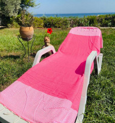 Fouta nid d'abeille rose brillant Fouta Tunisia - 1