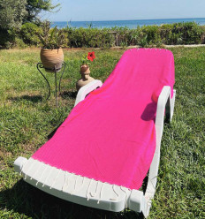 FOUTA nid d'abeille unie rose fushia Fouta Tunisia - 1