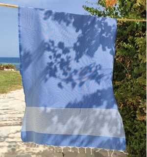 Fouta Lurex plate bleu barbeau  - 1