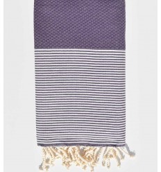 Fouta nid d'abeille en Coton Recyclé violet Fouta Tunisia - 1