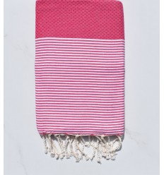 Fouta nid d'abeille en Coton Recyclé rose fushia Fouta Tunisia - 1