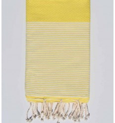 Fouta nid d'abeille en Coton Recyclé jaune Fouta Tunisia - 1