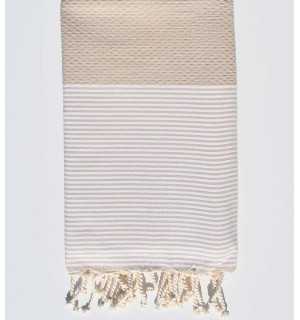 Fouta nid d'abeille en Coton Recyclé beige Fouta Tunisia - 1