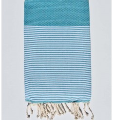 Fouta nid d'abeille vert bleu Fouta Tunisia - 1