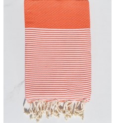 Fouta nid d'abeille en Coton Recyclé orange Fouta Tunisia - 1