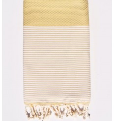 Fouta nid d'abeille ocre clair - 1