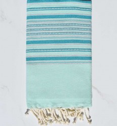 Fouta arabesque vert eau et bleu canard Fouta Tunisia - 1