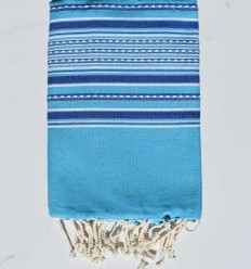 Fouta arabesque bleu et bleu azur Fouta Tunisia - 1