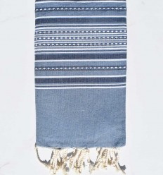 Fouta arabesque bleu guède et bleu ardoise Fouta Tunisia - 1