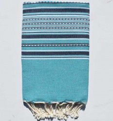 Fouta arabesque bleu canard et bleu nuit Fouta Tunisia - 1