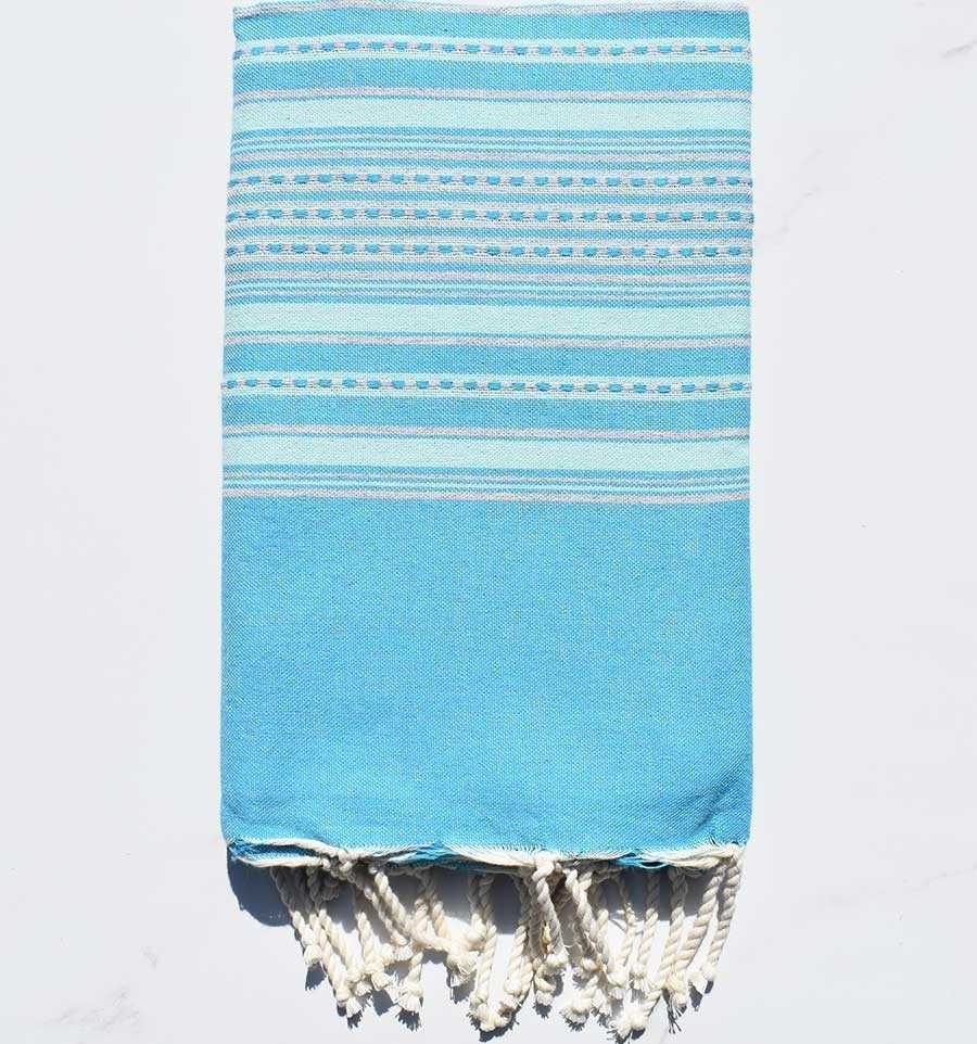 Fouta arabesque bleu céleste et azur brume Fouta Tunisia - 1