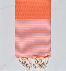 Fouta nid d'abeille orange pastel clair Fouta Tunisia - 1