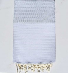 Fouta nid d'abeille bleu dragée Fouta Tunisia - 1