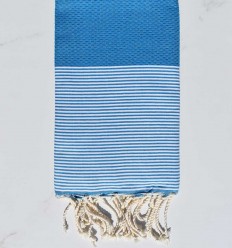 Fouta nid d'abeille bleu bondi Fouta Tunisia - 1