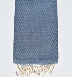 FOUTA nid d'abeille unie bleu turquin Fouta Tunisia - 1