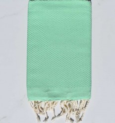 Fouta nid d'abeille unie vert opaline Fouta Tunisia - 1