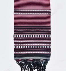 Fouta arabesque gris noir et rose fluo Fouta Tunisia - 1