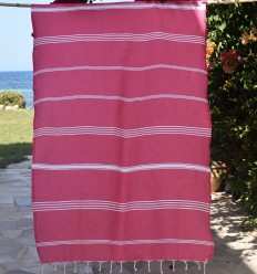 Fouta Mykonos en Coton Recyclé rose fuchsia Fouta Tunisia - 1