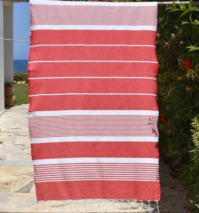 Fouta arthur en Coton Recyclé rouge Fouta Tunisia - 1