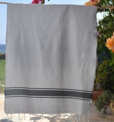 fouta plate noir rayée gris Fouta Tunisia - 2