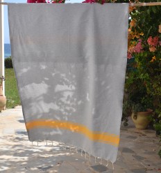 Fouta gris bandes jaune Fouta Tunisia - 1