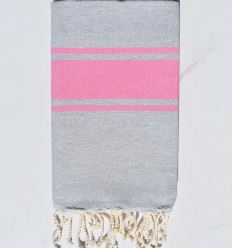 Fouta gris bandes rose Fouta Tunisia - 3