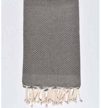 Fouta nid d'abeille unie taupe Fouta Tunisia - 1