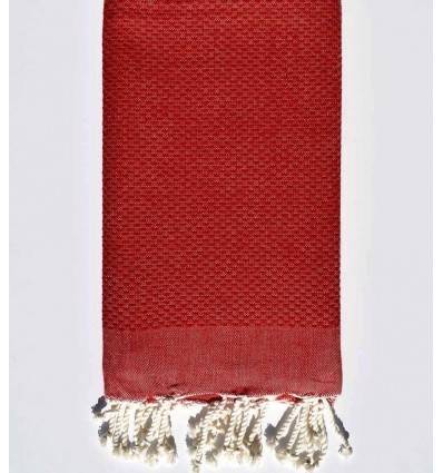 Fouta nid d'abeille unie rouge ponceau Fouta Tunisia - 1