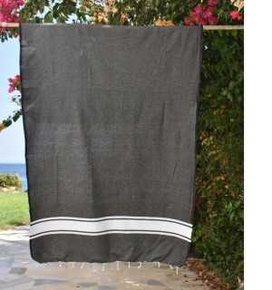 Fouta en Coton Recyclé noir - Mode Écologique - FOUTA TUNISIA