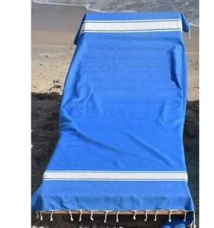 Fouta Plate bleu 100x200 cm - 100 % Coton - FOUTA TUNISIA 2