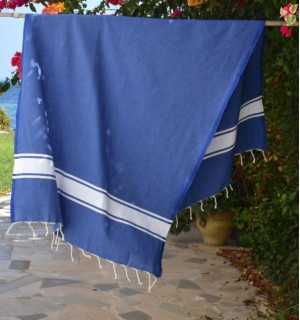 Fouta en Coton Recyclé bleu - Mode durable - FOUTA TUNISIA 2