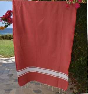 Fouta en Coton Recyclé rouge - Mode Écologique - FOUTA TUNISIA