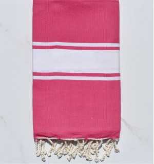 fouta plate rose fushia Fouta Tunisia - 1 2