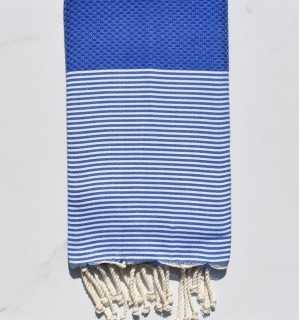 Fouta nid d'abeille bleu Fouta Tunisia - 1 2