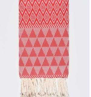 Fouta Jaquard Diamant rouge Fouta Tunisia - 1 2