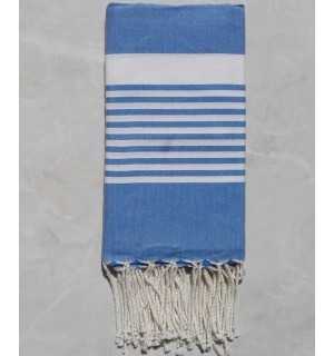 Fouta arthur bleu roi rayée blanc 