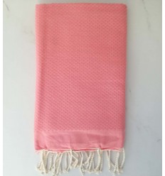 FOUTA nid d'abeille unie rose clair 