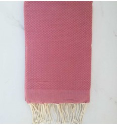 Fouta Nid d'abeille unie de couleur rose balais 