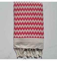 Fouta zigzag rose foncé 