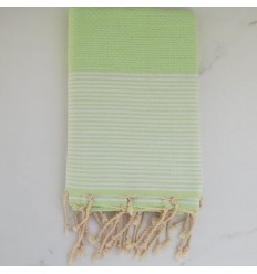 Fouta nid d'abeille vert dragée 