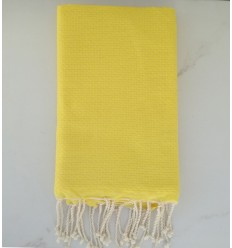 FOUTA Nid d'abeille unie jaune fluo 