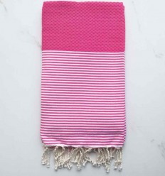 Fouta nid d'abeille rose fushia 