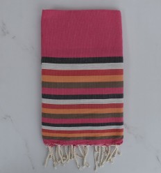 Fouta plate 6 couleurs rose, anthracite, gris clair, rouge, orange et kaki 