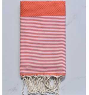 Fouta nid d'abeille corail Fouta Tunisia - 1 2