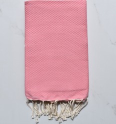 Fouta nid d'abeille unie rose pastel 