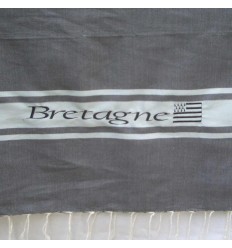 fouta brodée Bretagne gris 