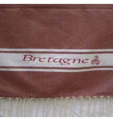 fouta brodée Bretagne rouge brique 