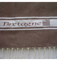 fouta brodée Bretagne marron 