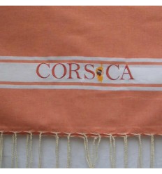 fouta brodée Corsica saumon 