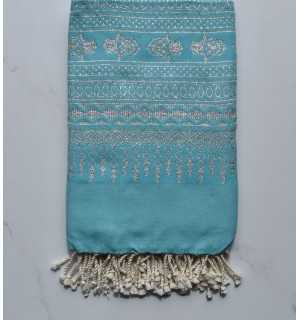 Fouta khomsa bleu céleste 